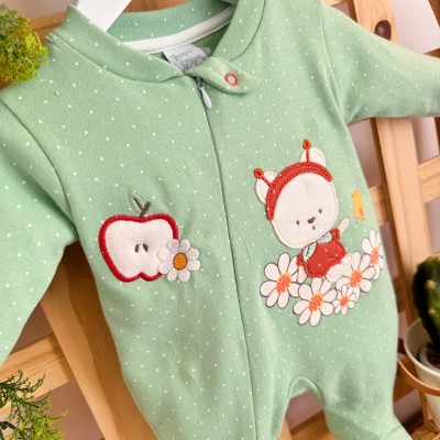 Macacão Trape Zape zíper- ursinha abelha verde